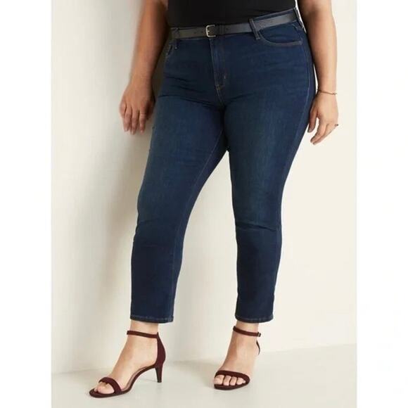Old Navy Plus Women's Power Slim Mid Rise Straight Jean Size 26 3X Med Blue - Picture 1 of 15